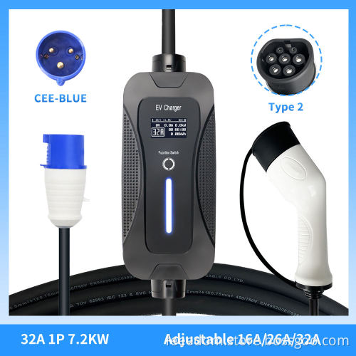تصميم جديد للتصميم 2 شاحن EV شاحن EV المحمول مع الأزرق CEE 3 دبوس